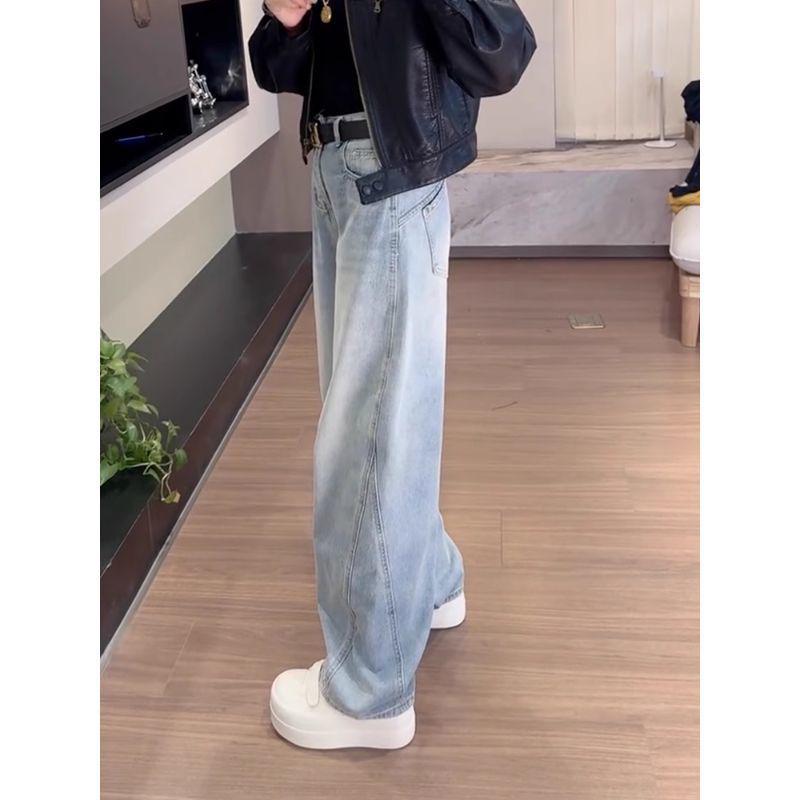 Plus Size Autumn 2025 White Straight-Leg Jeans: Loose, Slimming Fit Banana Pants for Curvy Women