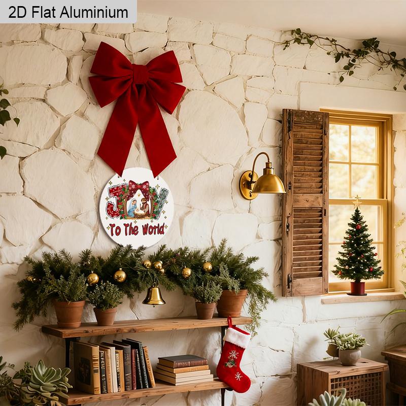 2D Flat Aluminium Nativity Christmas Sign with Joy To The World - Navidad Decorative Sign & Plaque - Ideal for Wall Decoration - Home Hanging Decor