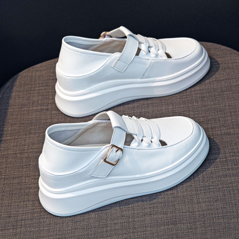 

Сандалии женские для отдыха на открытом воздухе Hollowed Leisure, летние, новые, универсальные, на платформе, со скрытым каблуком, женские туфли без застежек 38 белый