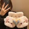 Lovely Cat Cartoon Flip Plush Gloves Warm Cold Student Gloves Women Winter Outdoor Soft Thickened Half Finger Touchscreen Gloves