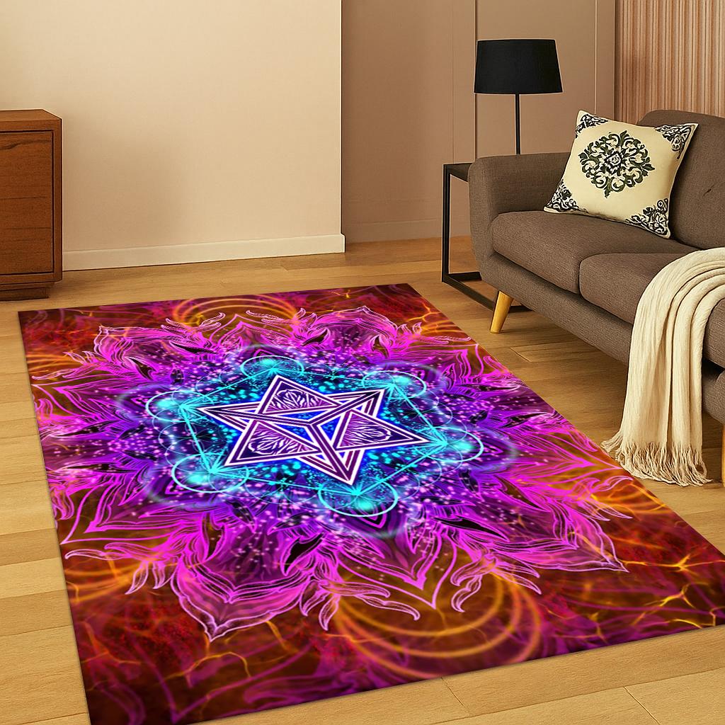 Rainbow 7 Chakra Yoga Meditation Carpet Rug for Living Room Sofa Home Bedroom Doormat Decor,Playroom Non-slip Area Rug Gift