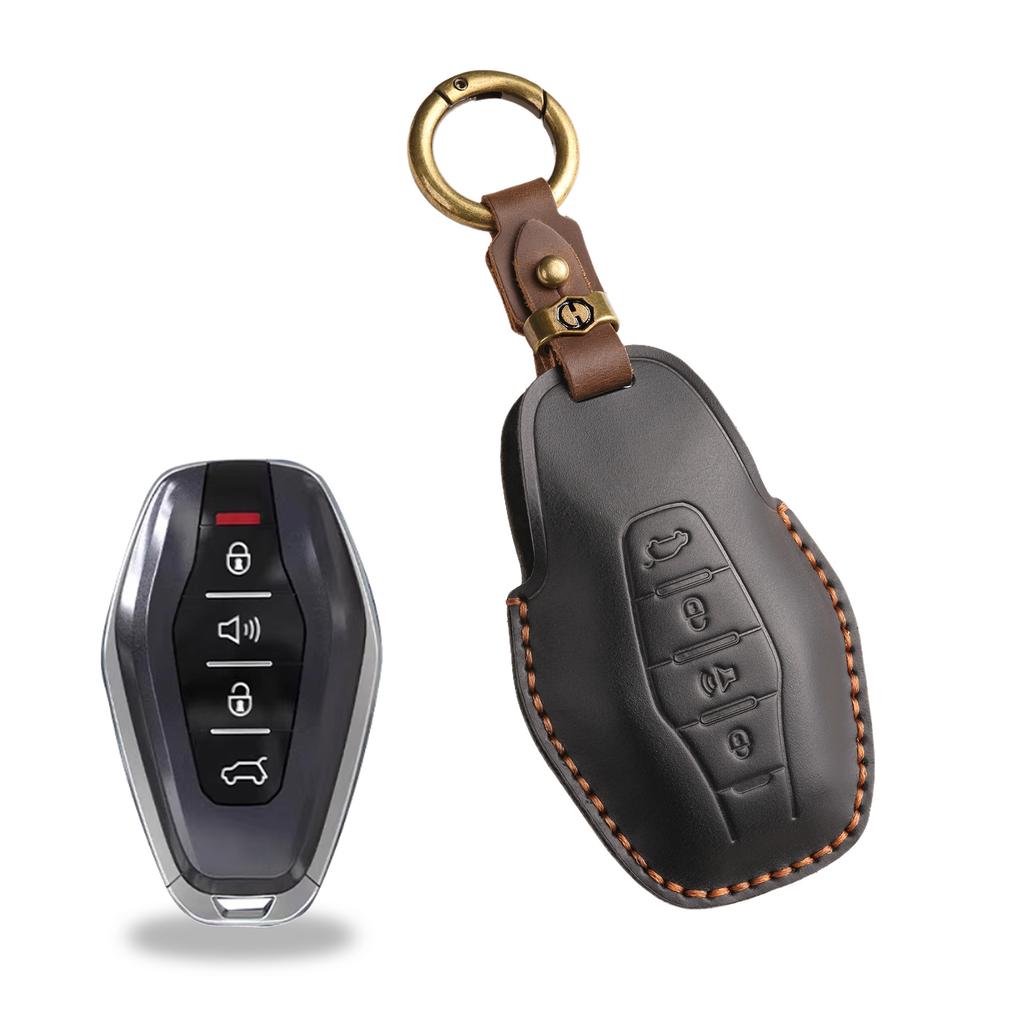 Retro Key Cover Is Suitable For Jietu X90 X95 X70Pro Jietu X70M Handmade Leather Key Case Ring.