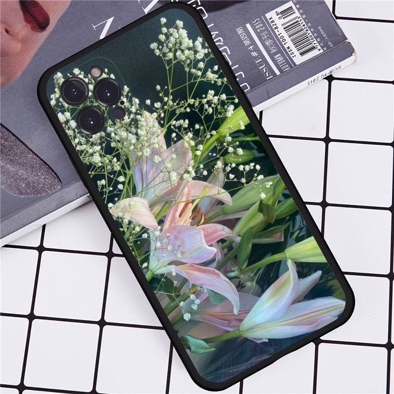 Lily Flowers Phone Case For iPhone 14 11 12 13 Mini Pro Max 8 7 6 6S Plus X SE 2020 XR XS Funda Case