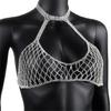 Eye Catching Mesh Body Chain With Glitters Rhinestones Backless Sleeveless Clubwear Suitable For Travel And Photo Props