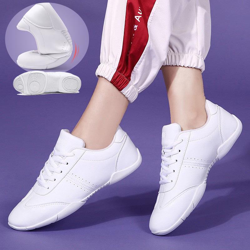 Aerobic-Wettkampfschuhe für Kinder & Erwachsene - Weiche Sohle, Square Dance, Cheerleading-Training, Weiß