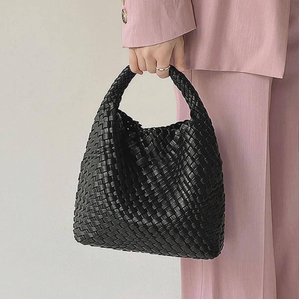 Borsa a spalla intrecciata in stile retrò Maillard: Borsa a mano alla moda e compatta