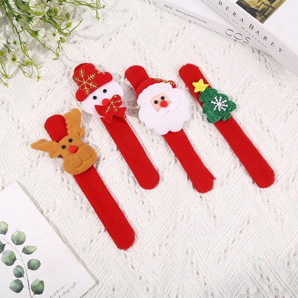 10\20pcs Christmas Santa Claus Snowman Deer Patting Circle Bracelet Decoration For Xmas Children Gift New Year Party Toy Decor