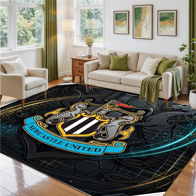 Newcastle United Football Design Crystal Velvet Rug Soft Decorative Mat for Bedroom Entrance