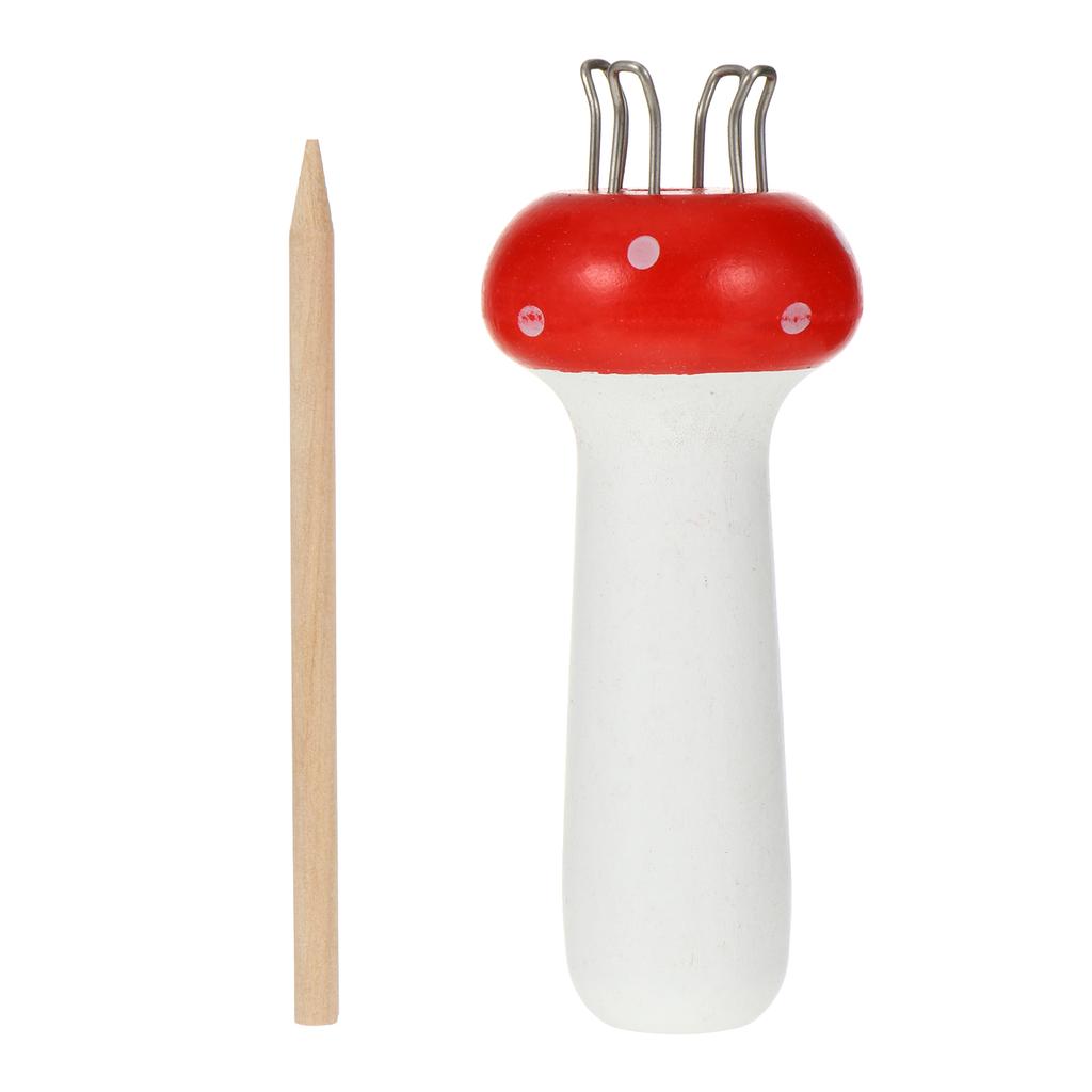 Mushroom Shape Wooden Knitting Tool For Cotton Silk Synthetic Yarn Tool Wooden Hand-Knitting Spool For Beginner Advanced
