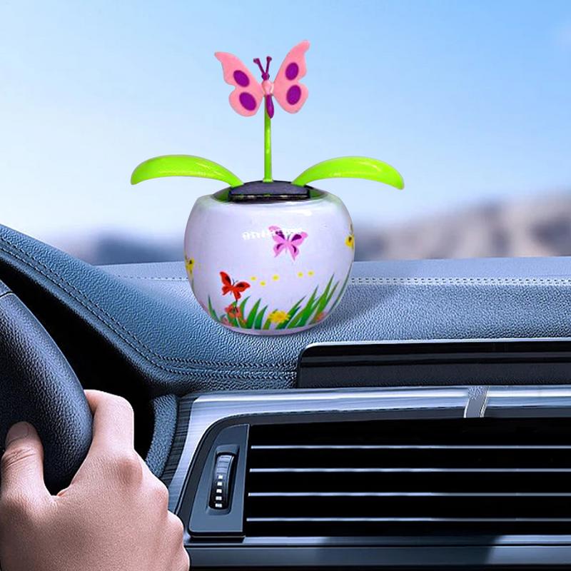 Solar Powered Dancing Flower Sunflower Solar Ornament Shaking Head Car Ornaments for Home Bedroom Dashboard Decoration