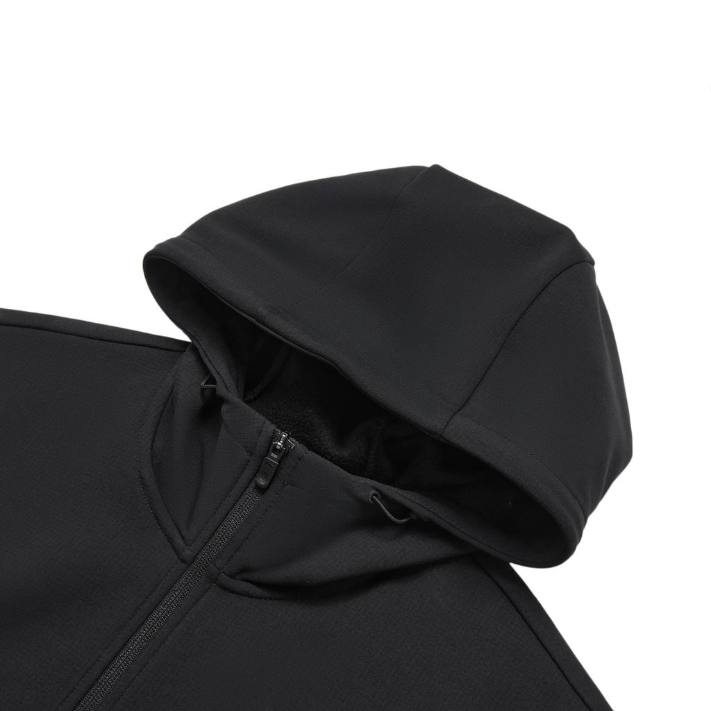 Li Ning Fitness Series Solid Color Fleece Warm Three-Dimensional Cut Hooded Cardigan Men Hoodies Black AWDT743-1