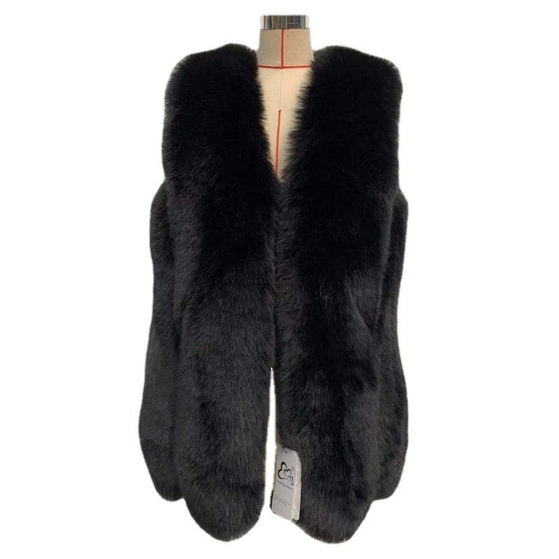 Haining fur winter new warm fur vest women's medium and long Korean version slim-fitting imitation fox fur coat