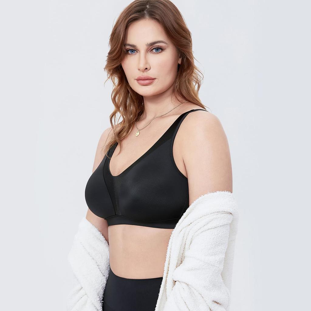 Large Full No Large Size Plus E95 [DELIMIRA] Bra, Size, Women's, Non-Wired, Cup, Pads, Support, Underwear, Size, Black,