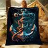Gemütliche maritime Anker-Kuscheldecke - Weiches Flanell, Wendbares Design für alle Jahreszeiten - Perfekt für Bett, Sofa, Camping & Reisen