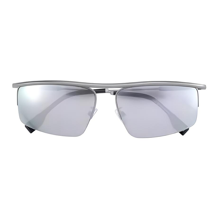 Fendi Half Frame Design Metal Rectangular Sunglasses Men Sunglasses Silver FE40141U-6017C
