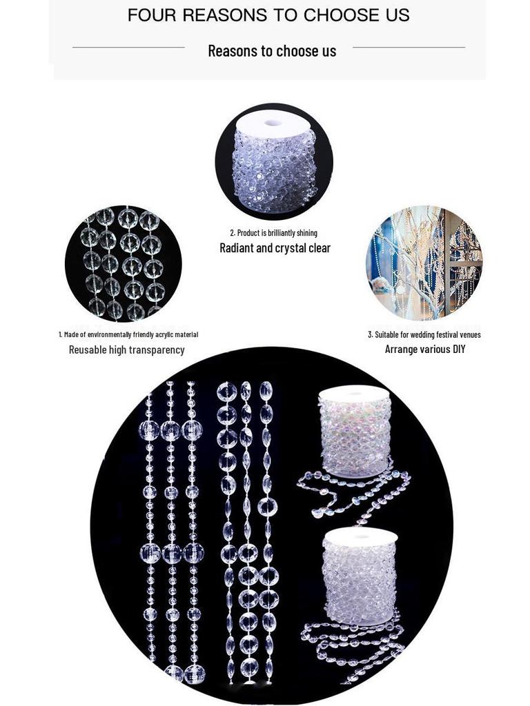 Acrylic Beaded Curtain for Weddings, Aisle Runners, Stage Decor, and Christmas Trees