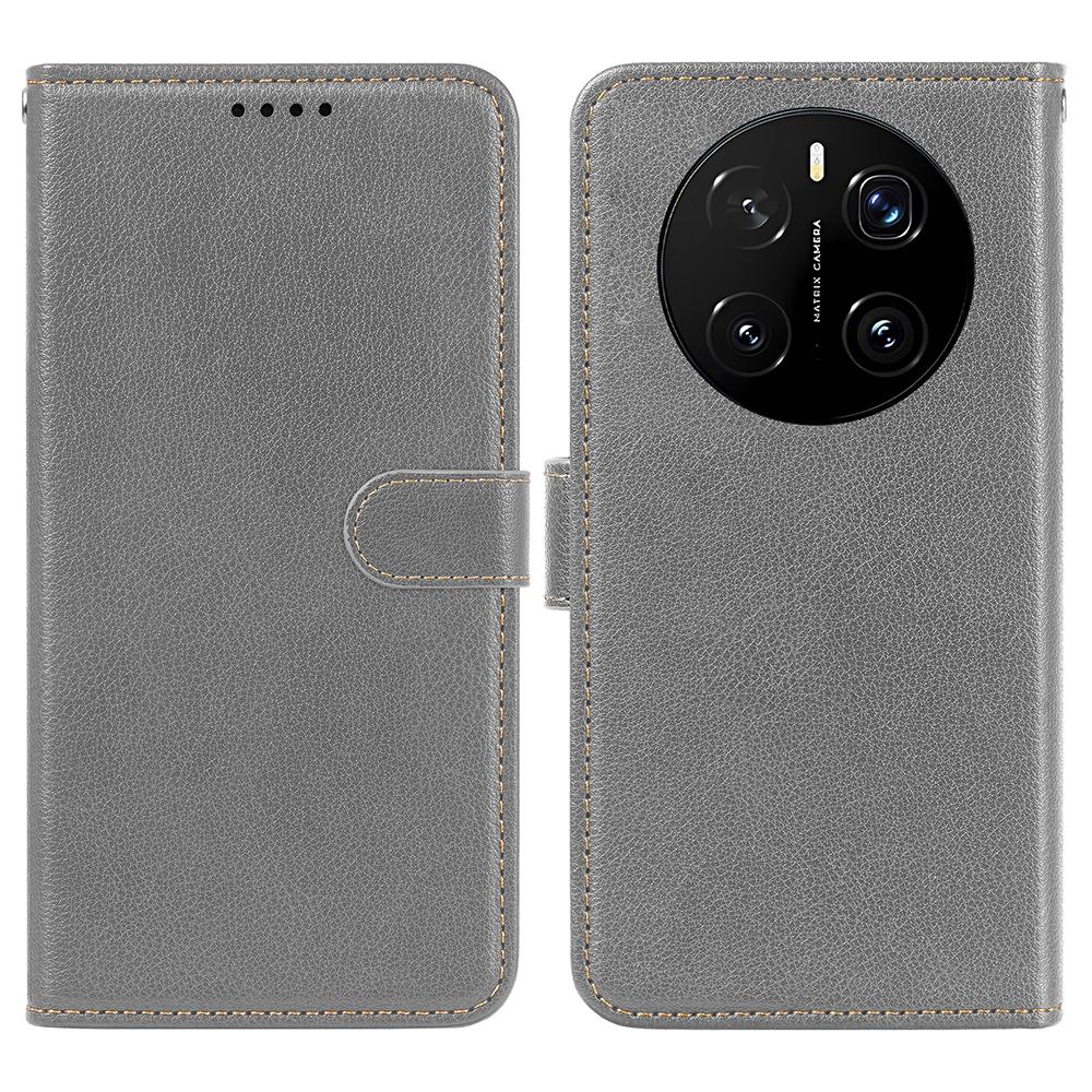 

For Honor Magic7 5G Leather Case Litchi Texture Wallet RFID Blocking Phone Cover Grey