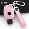 Pink Tpu Car Key Case Shell Fob Keychain For Mercedes Benz Cla Gla Glc Glk W176 W463 W251 A B C E S Class W204 W211 Accessories