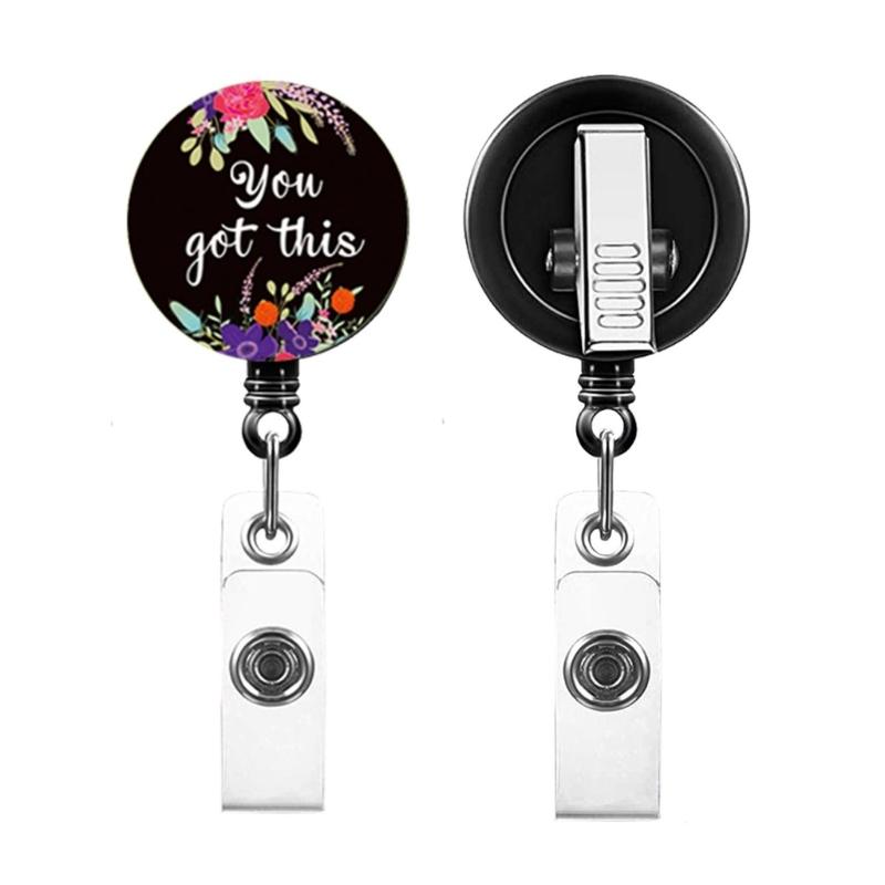Retractable Badge Holder with Metal Clip Rotating ABS Badge Holder for Student Teacher Doctor Nurse Badge Holder