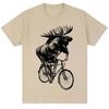 Funny Moose on Bicycle Graphic T Shirt Men Women Vintage Harajuku Creativity T-shirts Oversized Cotton Casual T-shirt