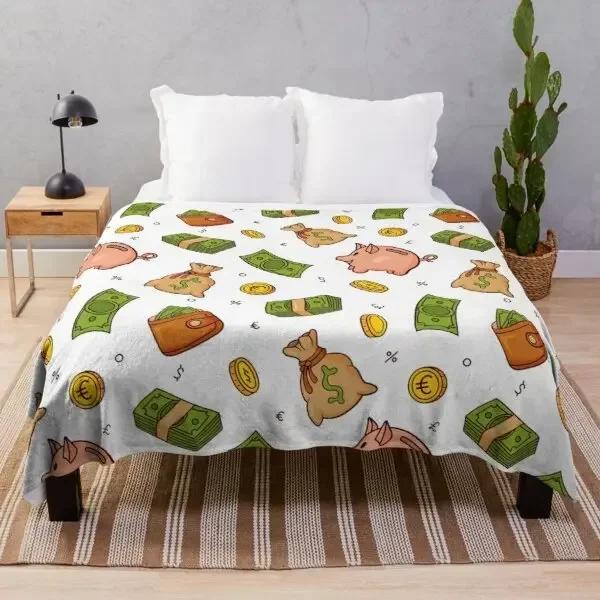 Dollar Geldschein Muster Flanelldecke Superweich Warm Leichtgewicht Königin-Größe für Bett Sofa Couch Decke für Teenager