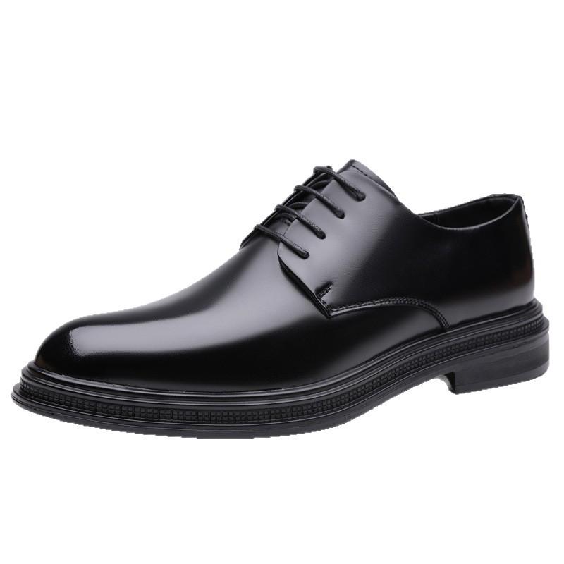 Leather Shoes Men's 2025 New Breathable Business Dress Shoes Men's Genuine Leather Glossy Groom Leather Shoes