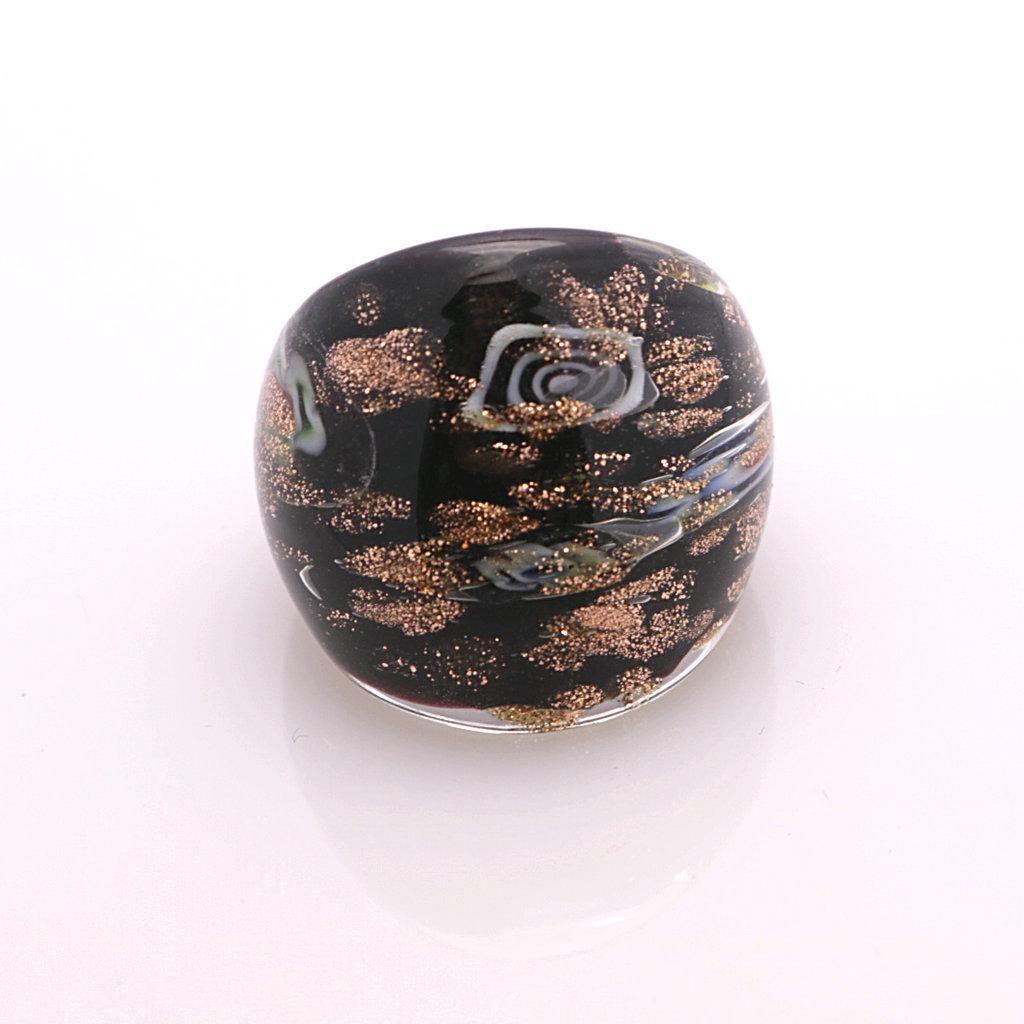 Ethnic Gold Floral Glass Ring - Trendy Street Style