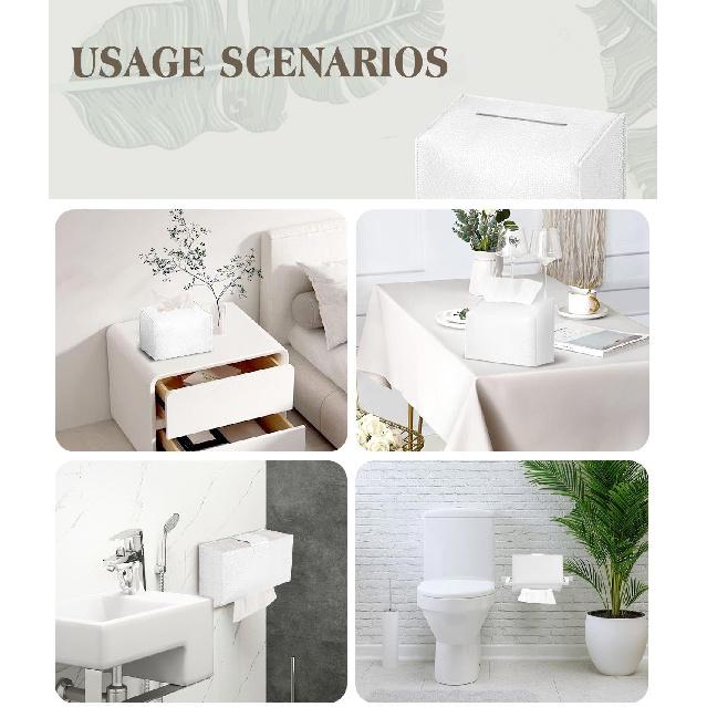 Livelab Paper Towels Cover Compatible with Kleenex Disposable Paper Hand Towels, PU Leather Tissue Box Holder Dispenser for Tabletop, Bathroom, Car,