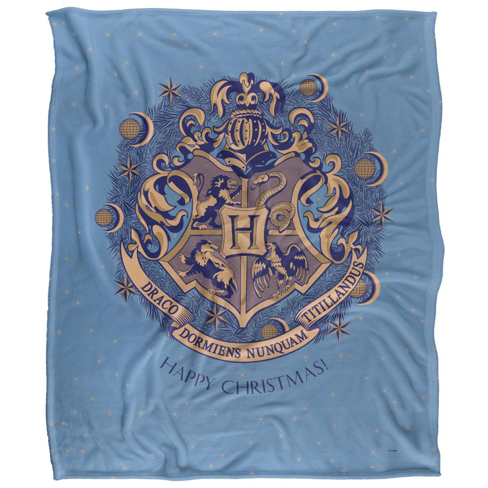 Harry Potter Happy Christmas Hogwarts Crest Blanket