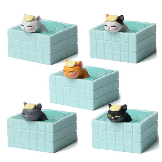 

5 шт. Фигурки кошек Креативная ландшафтная кукла Мини 3D Модель купающегося котенка Украшения Настольное украшение 5pcs