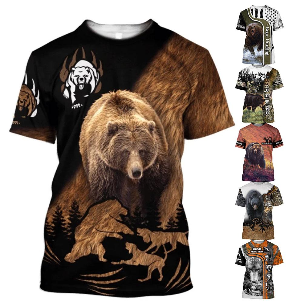 

Животный Медведь Охота Камуфляж 3D Печатная футболка Харадзюку Мода Унисекс Хип Хоп Уличная одежда Графические топы