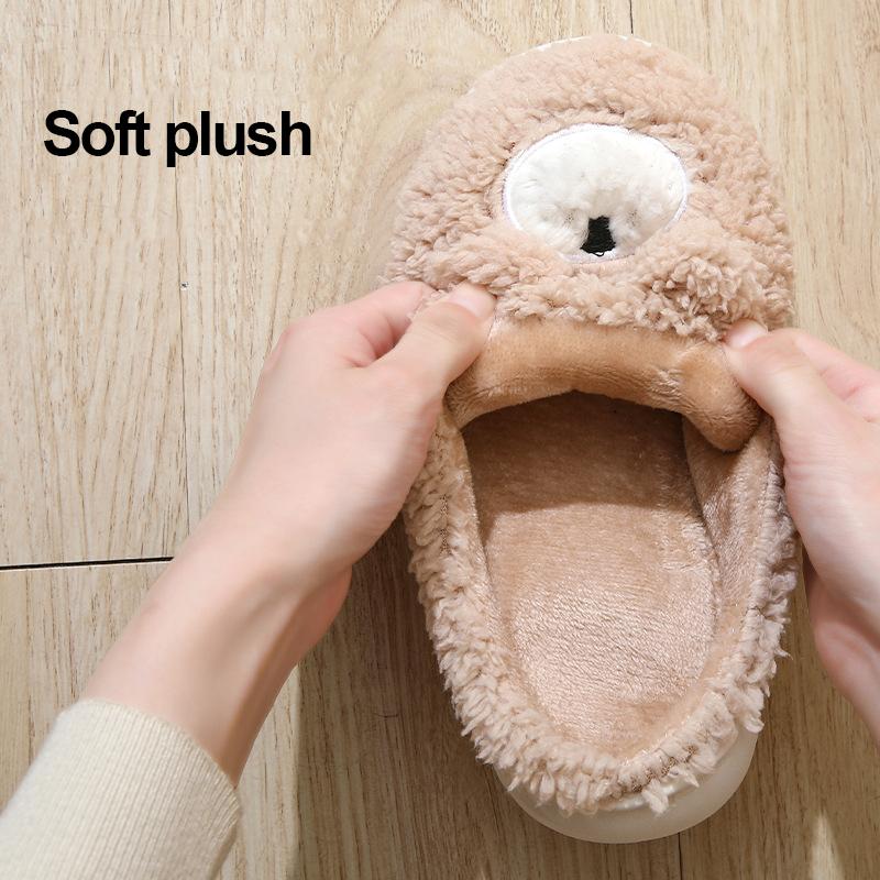 Pantoufles d'intérieur en peluche Ours mignon tendance pour femmes Hiver Douces Chaudes Chambre Chaussons en coton Femme Confortables Antidérapantes Intérieur Pelucheux