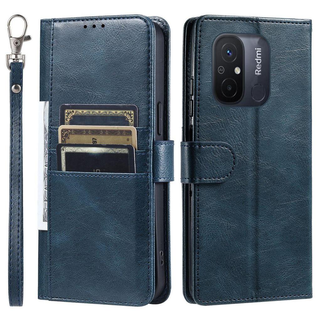 Cover for Xiaomi Redmi 12C Retro PU Leather Flip Wallet Phone Case Multi Card Slots