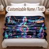 Music General Theme Soft Blanket Personalized Custom Name Text Print Warm Blanket Home Sofa Bedroom Decor