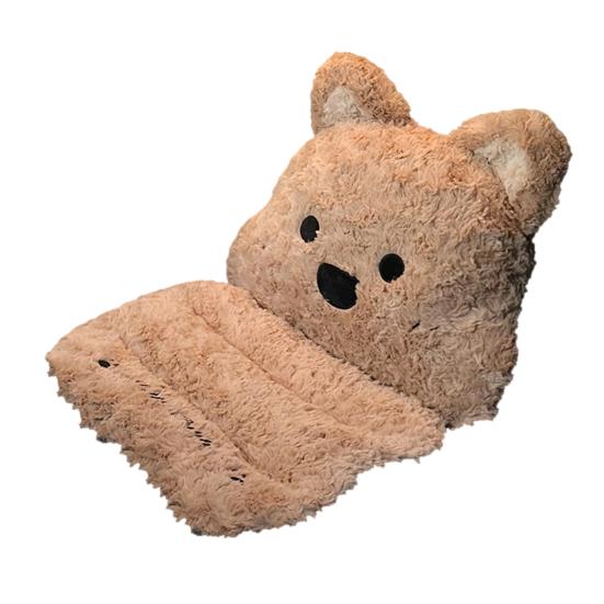 Car Seat Cushion Cat And Dog Plush Seating Cushion 2-in-1 Seat & Back Support with Non-Slip Bottom Thick Winter Warm Padding for Office Gaming Home