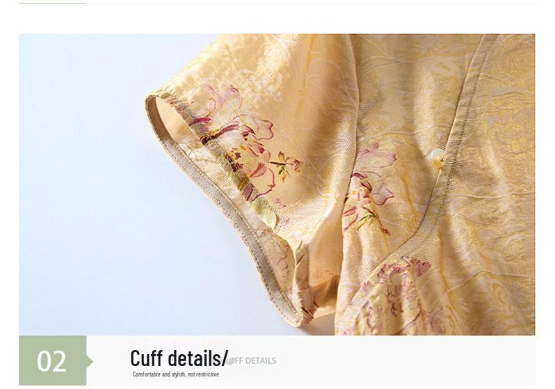 Women's 2026 Summer Chinese-Style Stand Collar Jacquard Silk Shirt