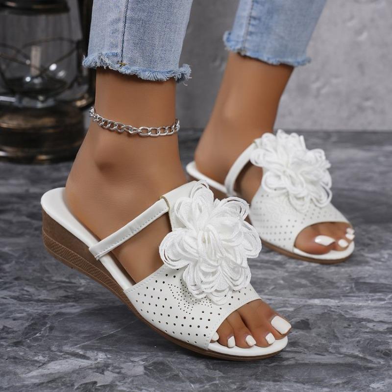 Fashion Sandals Women Summer New   Women's Woven Flower Wedge Slippers Outdoor Sports Beach Casual Peep Toe Comfortable Shoes