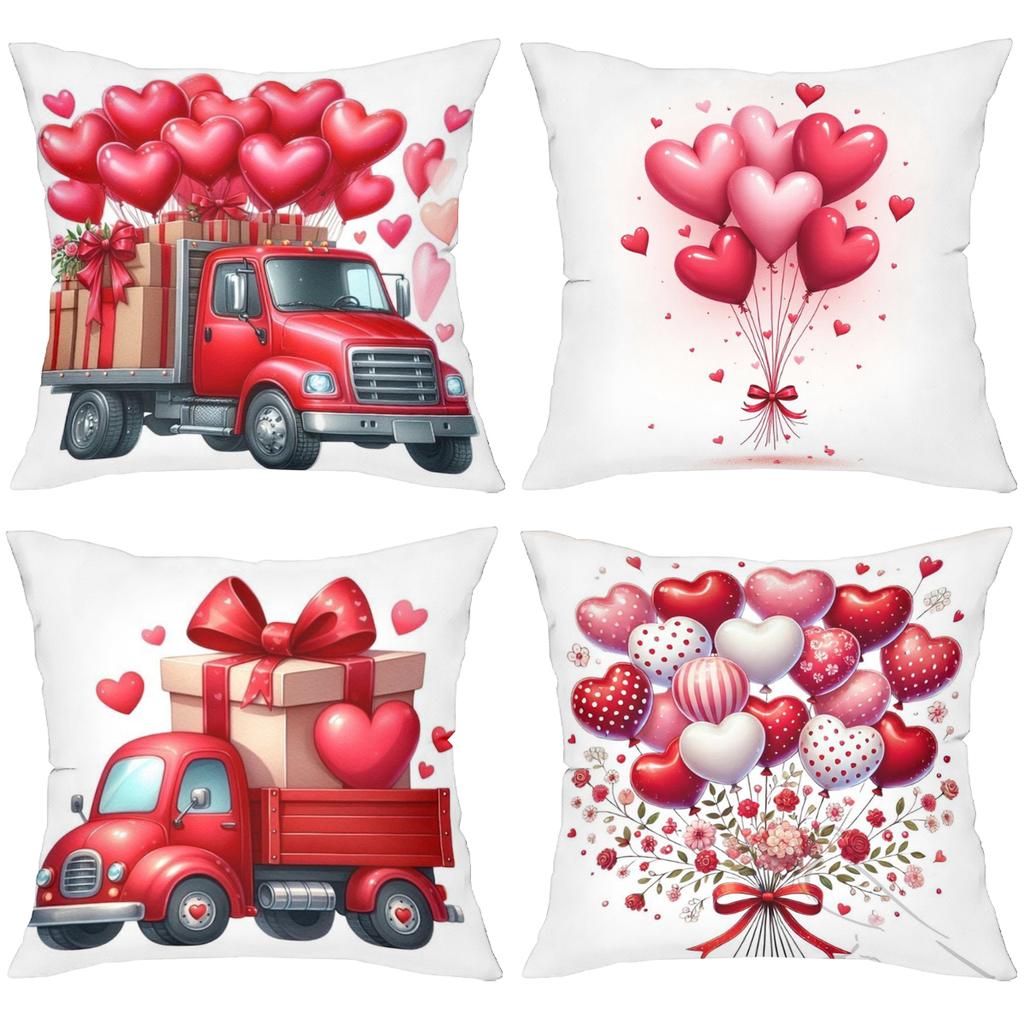Heart Balloons Trucks Gift Boxes Cushion Covers Polyester pillowcase, sofa decorative cushion cov Headboard Pillow