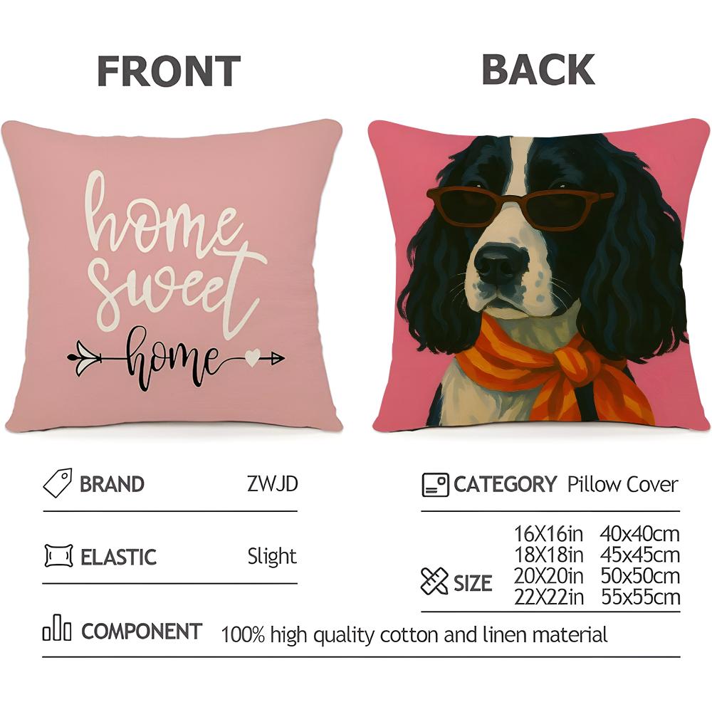 Animals Wearing Bandanas Cushion Cover Household Decoration Linen Sofa Cushion Cover: Skin-Friendly & Breathable With Invisible