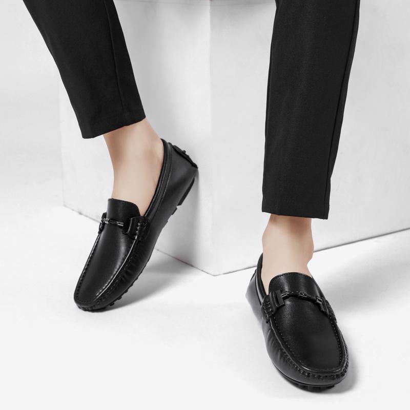Fashion Black flat bottomed men's loafers Classic gentleman style Outdoor leisure business party Comfortable daily office shoes 38-48