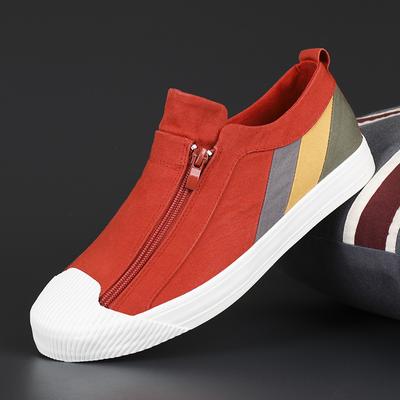 Fashion Trend Spring Luxury Men's Canvas Sneakers Zipper Canvas Shoes Men Mocassin Designer Sneakers Red Vulcanized Casual Man Shoes