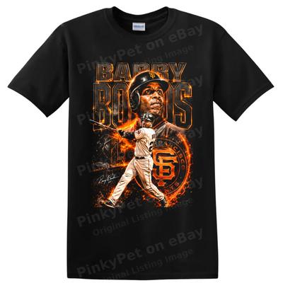 Barry Bonds San Francisco Giants Baseball T Shirt Fire Graphic Sports Tee