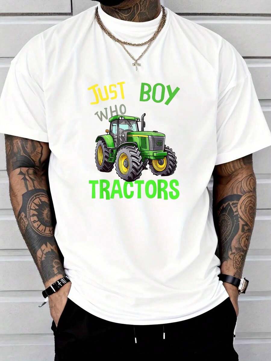

Just A Boy Who Loves Tractors Green Farm Tractor Trucks Unisex T-Shirt S