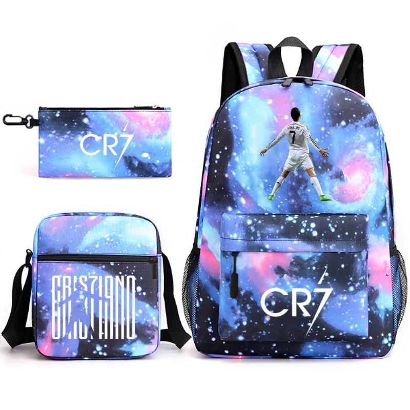 School Bag, Peripheral Printing Three-piece Set, Student School Bag, Backpack, Messenger Bag, Pencil Bag.