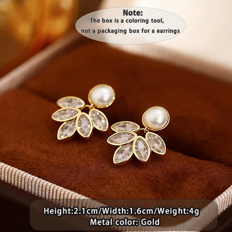 

2026 Luxurious Waterdrop Zircon Imitation Pearl Earrings Gold Plated 18K Jewelry for Women Wedding Party High-End Accessory