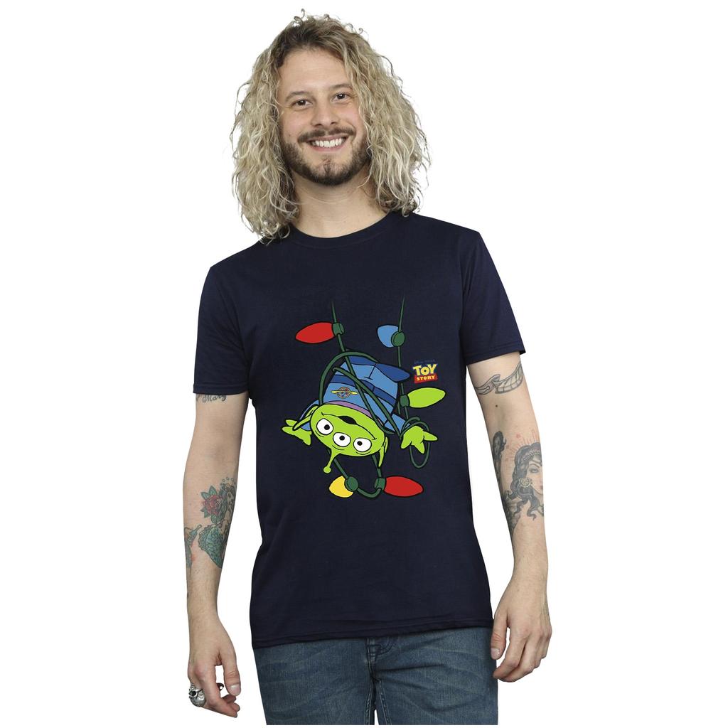 Disney Mens Toy Story Christmas Lights Aliens T-Shirt
