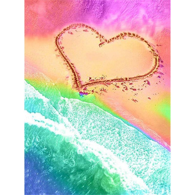 5D Diy Full Round Drill Diamond Painting Cross Stitch Heart Shape Landscape Diamond Embroidery Home Decor Gift