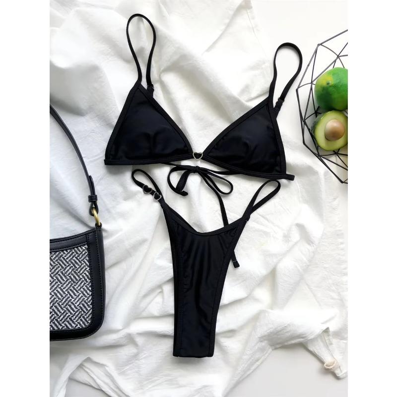 Micro Sling Extrem Bikini Hjerte Rem Badedragt Rygløs Badetøj Kvinder Trekant Bikini Tanga Ferie Stranddragt Badeoutfit