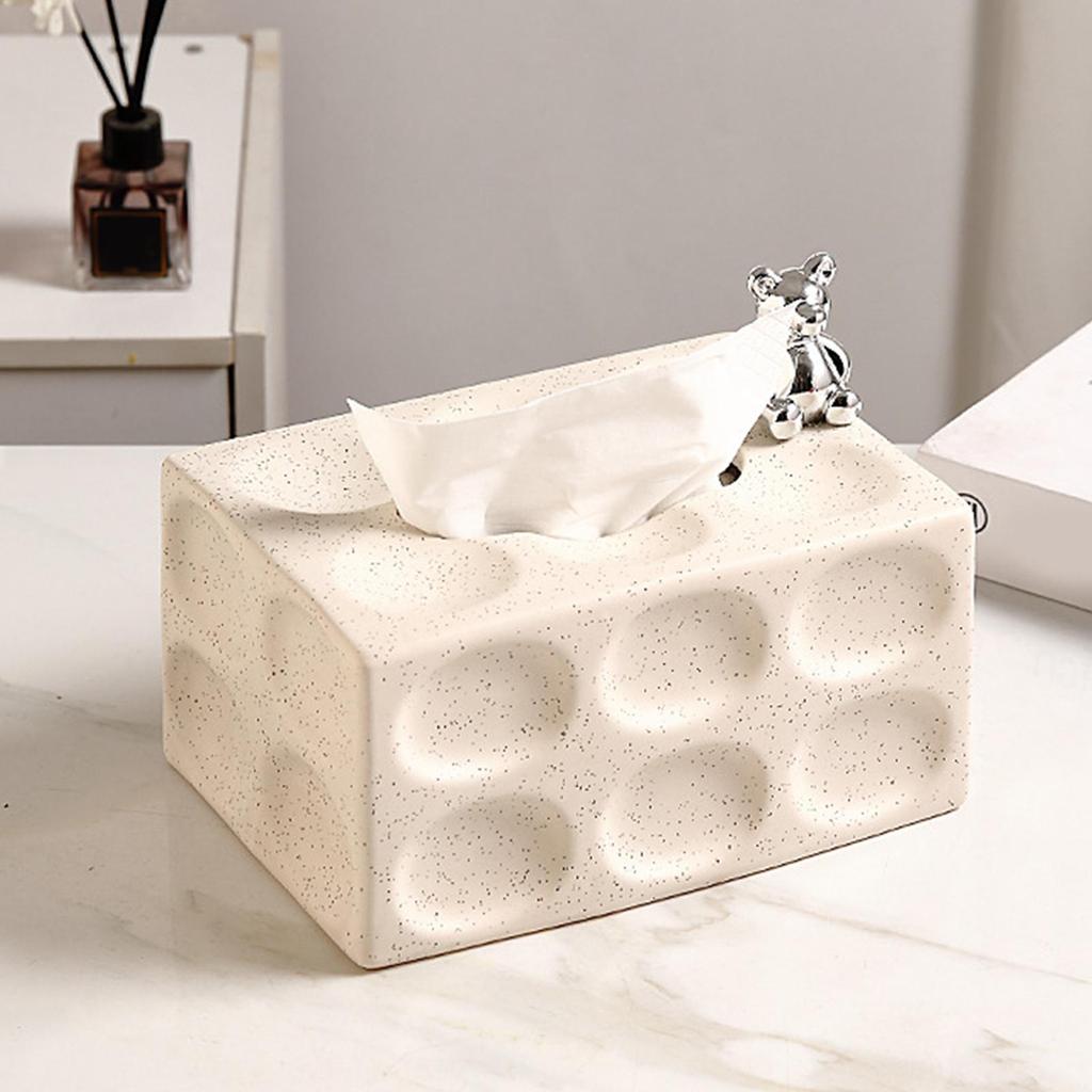 Ceramic Tissue Box Holder Dispenser for Car Bathroom Countertop Vanity