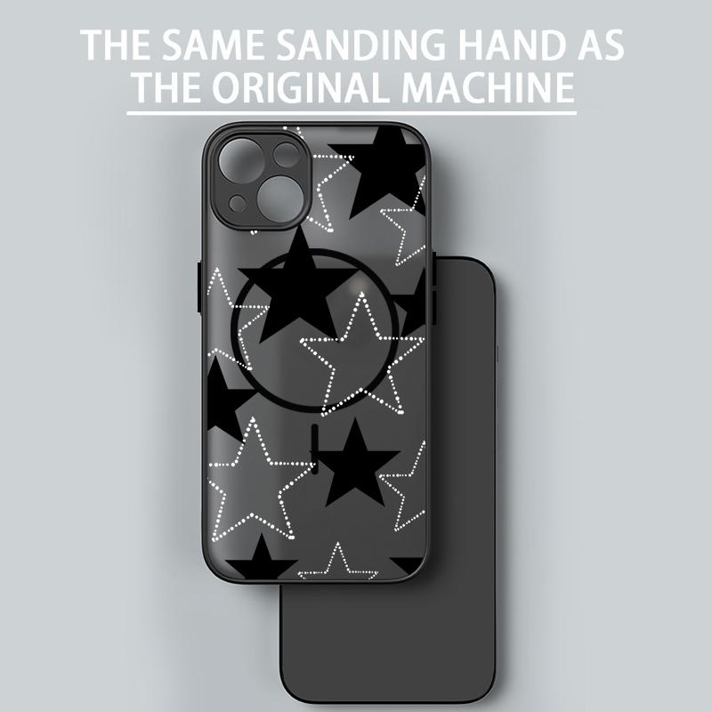 For iPhone 16 Pro Max 16E 15 14 Pro 13 Cover Stars Pattern Matte Clear Wireless Charge Shockproof Soft Edge for MagSafe Magnetic Phone Case